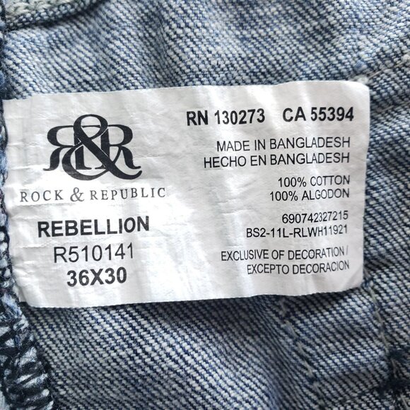 Rock & Republic Rebellion Bootcut Denim Jeans Men's Size 36/30 - Picture 7 of 9